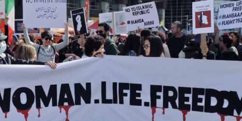 A protest in Canada in support of Iranian Women