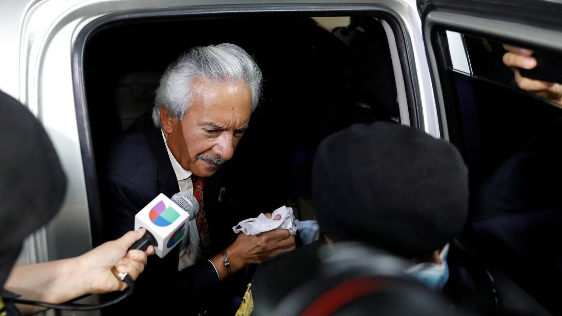 Journalist Jose Ruben Zamora Marroquin arriving at court hearing