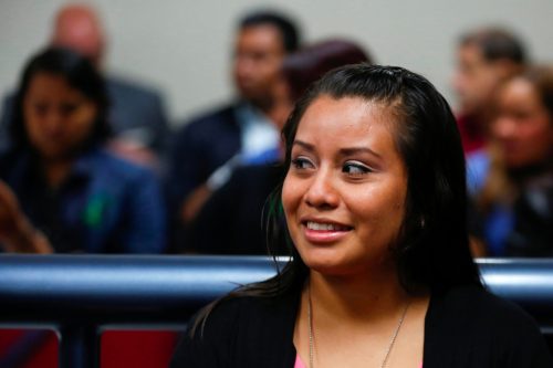 Evelyn Hernandez attends her hearing.