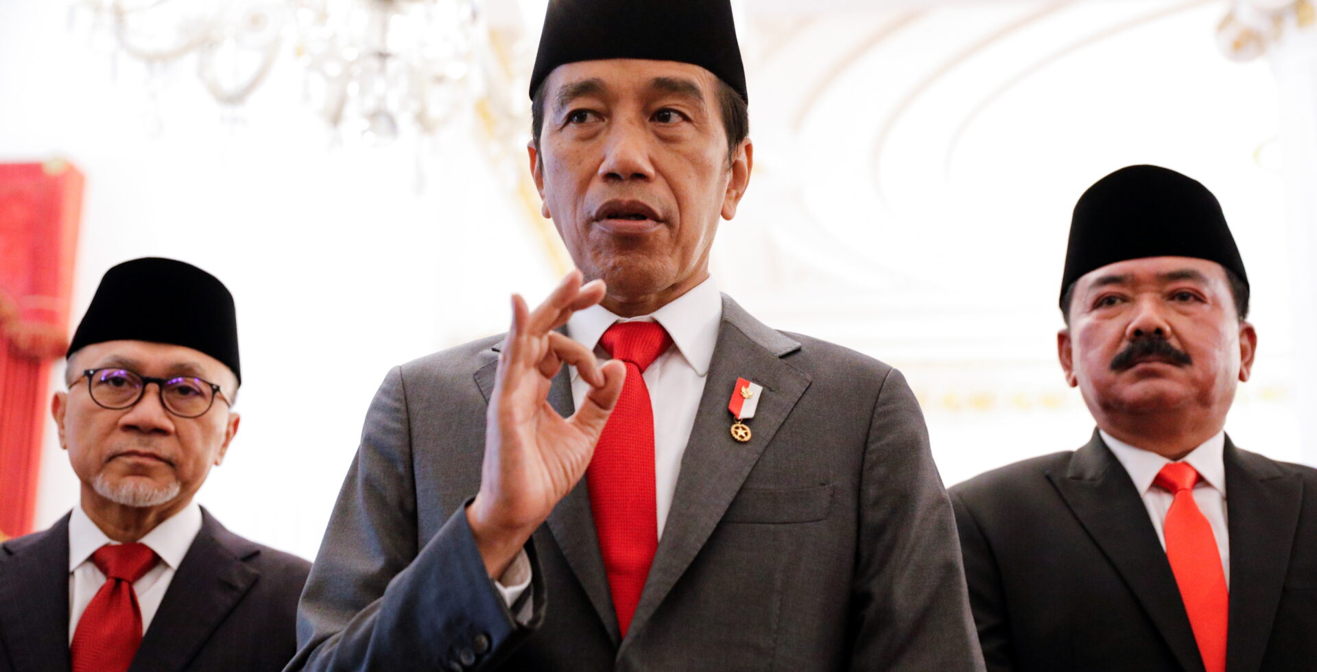 Indonesian President Joko Widodo speaks to the media