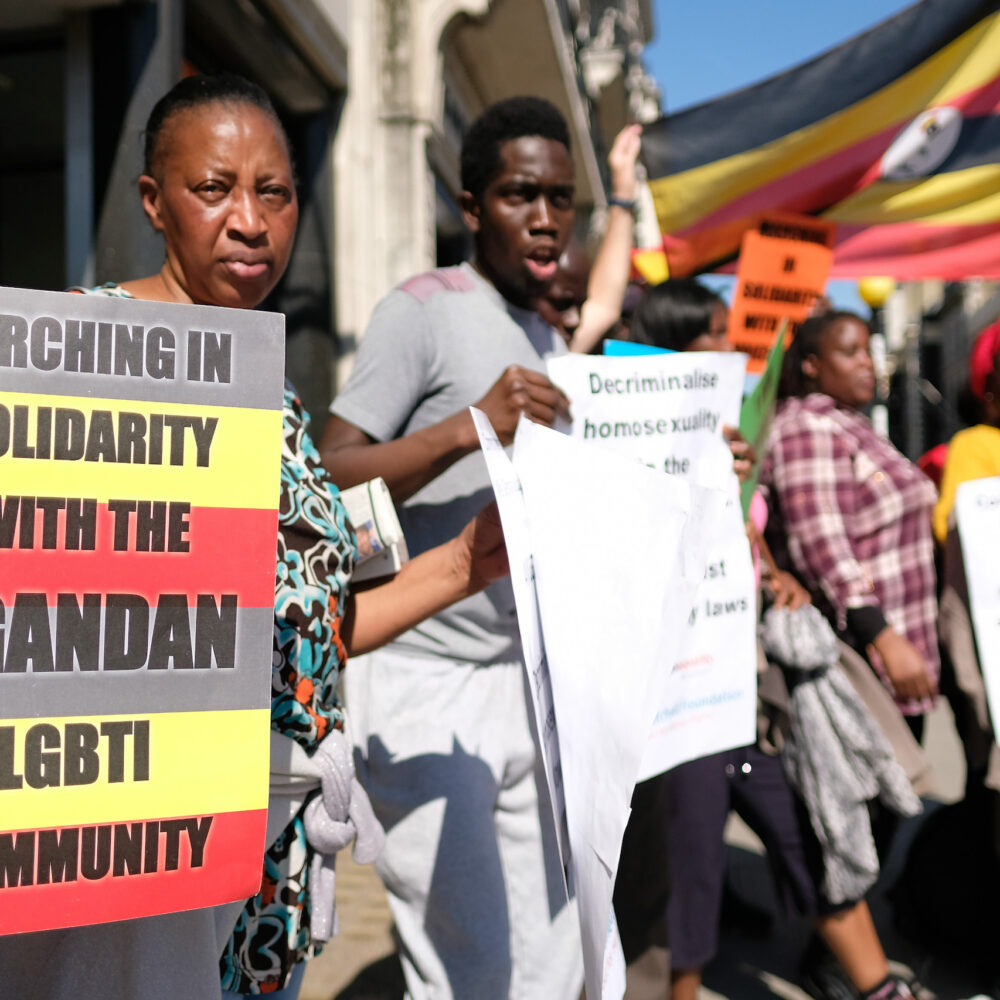 Protesters in Uganda stand in solidarity with the country's LGBTQ community