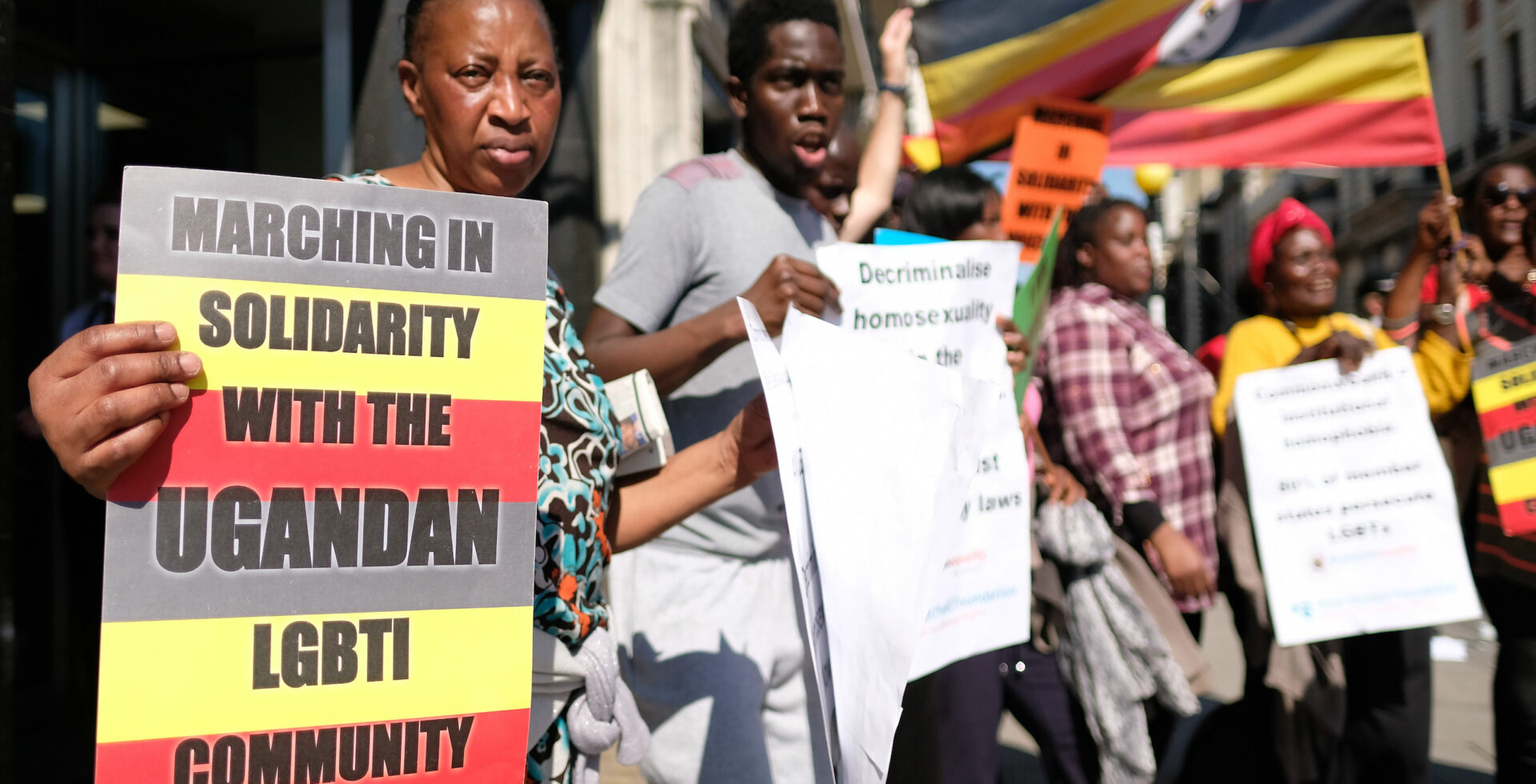 Protesters in Uganda stand in solidarity with the country's LGBTQ community