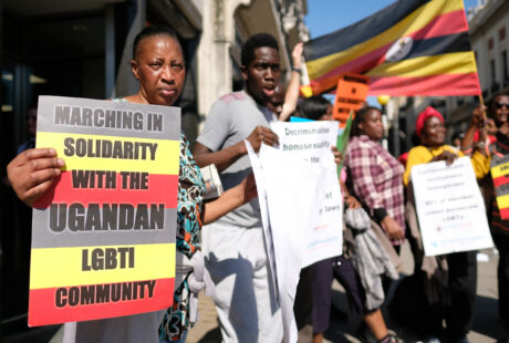 Protesters in Uganda stand in solidarity with the country's LGBTQ community