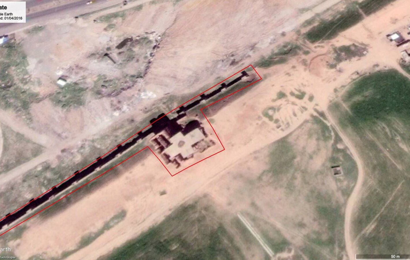 Satellite image of the Adad Gate in Nineveh, Iraq