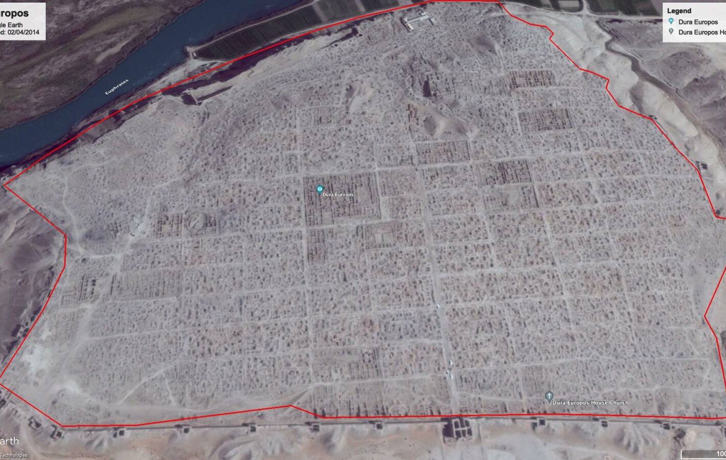 Satellite image of Dura Europos in Syria