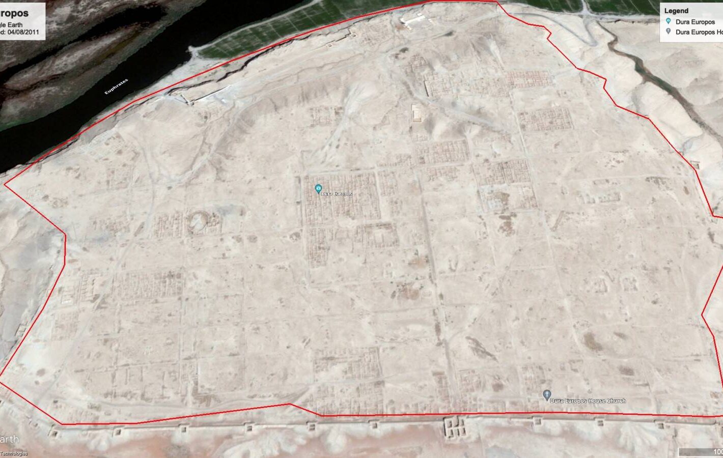 Satellite image of Dura Europos in Syria