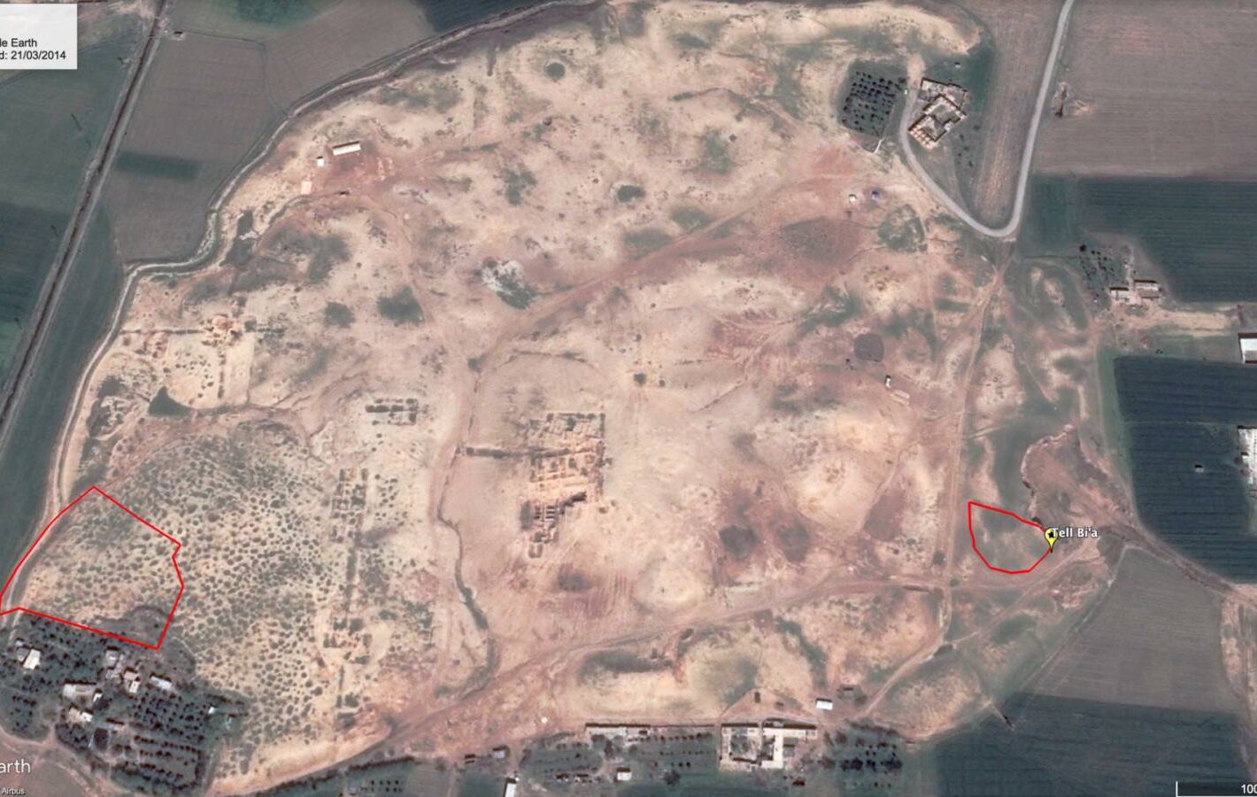 A satellite image of Tell Bia in Northern Syria