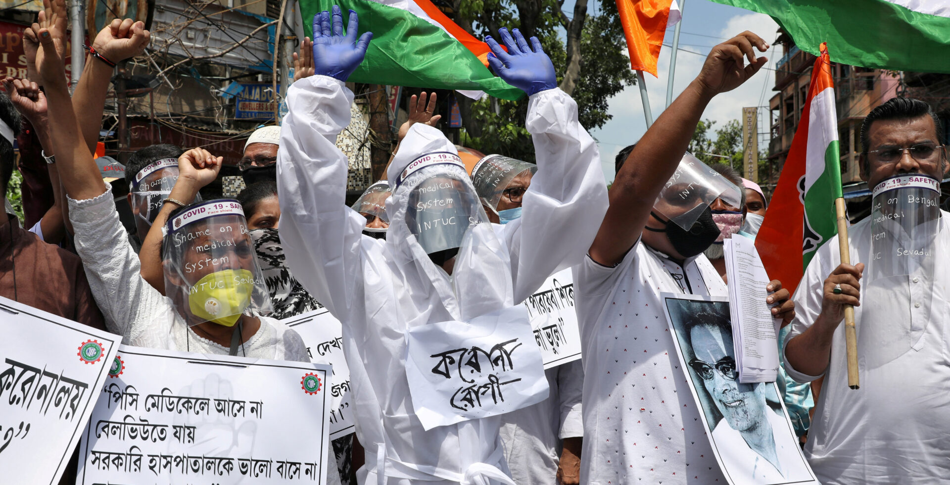 Protesters demanding better treatment for people infected with COVID-19 in India
