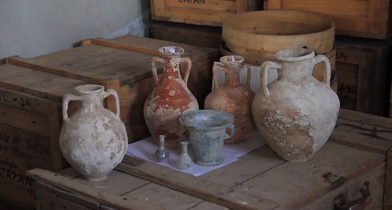 Photograph of looted ancient vases