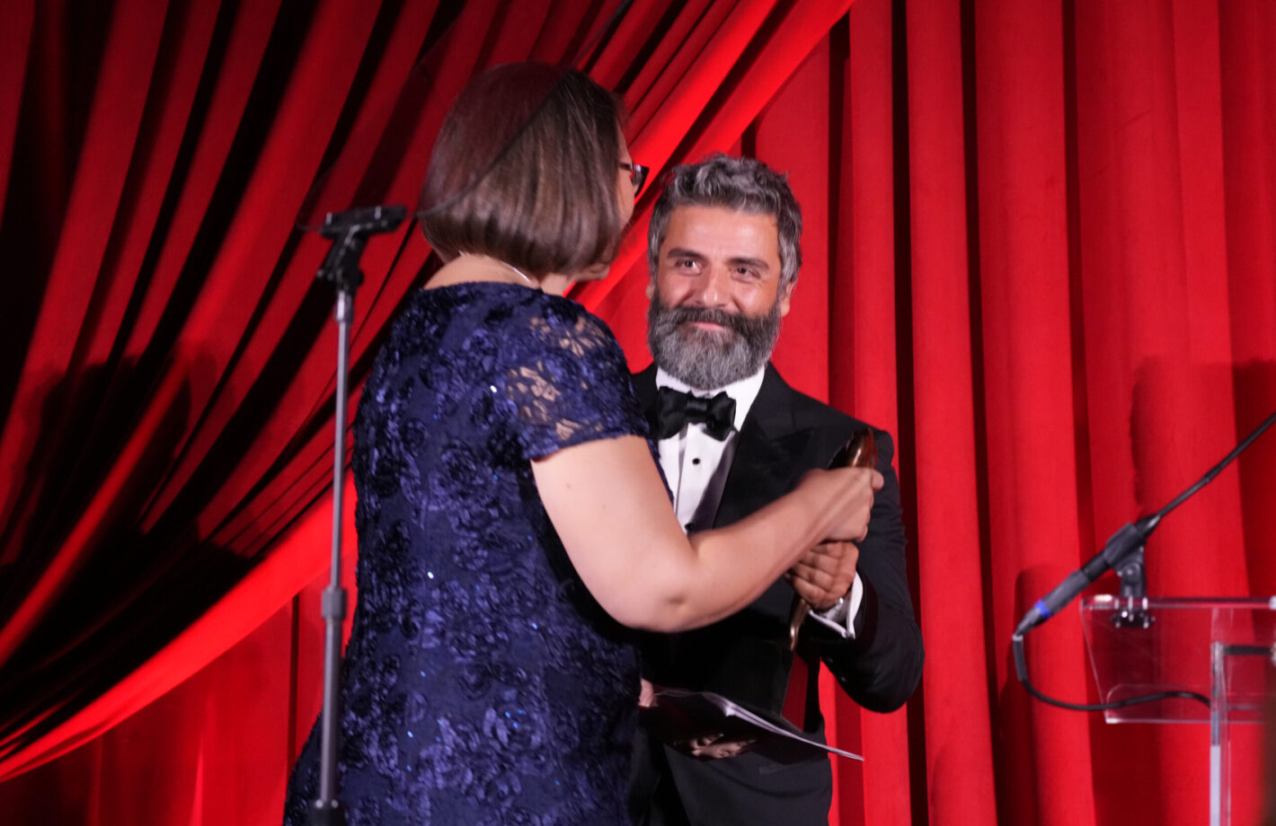 Oscar Isaac appears onstage at the Clooney Foundation For Justice Inaugural Albie Awards at New York Public Library