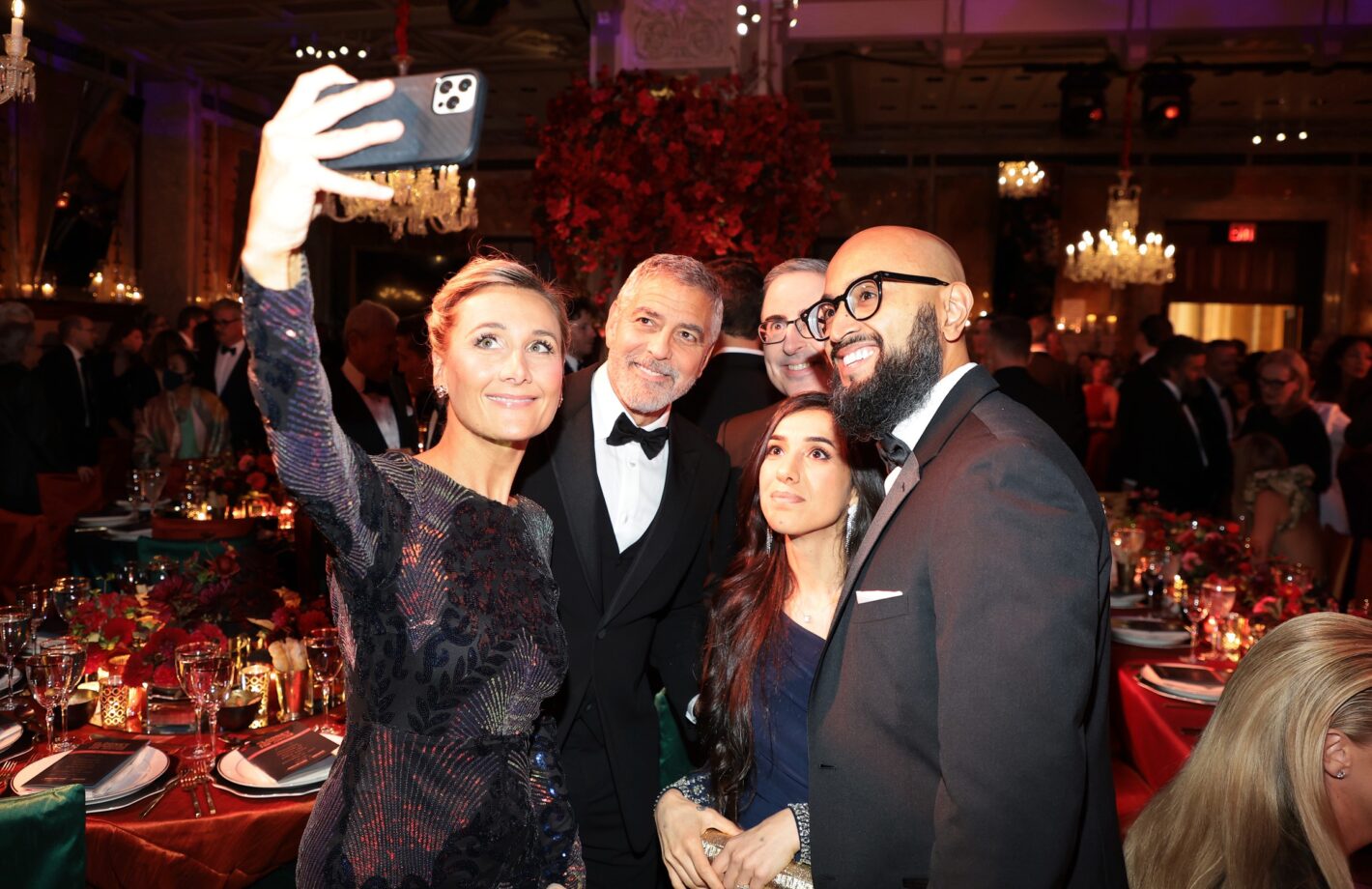 Guests take a selfie with George Clooney at the inaugural Albies ceremony