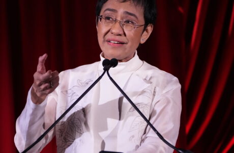 Maria Ressa speaks onstage at the Clooney Foundation For Justice Inaugural Albie Awards at New York Public Library on September 29, 2022 in New York City.