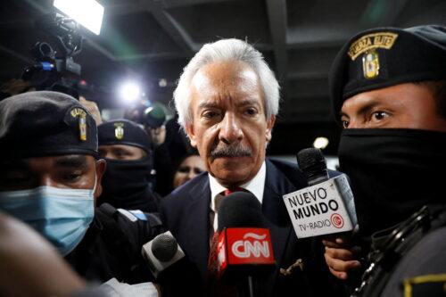 Journalist Jose Ruben Zamora arrives at a court hearing